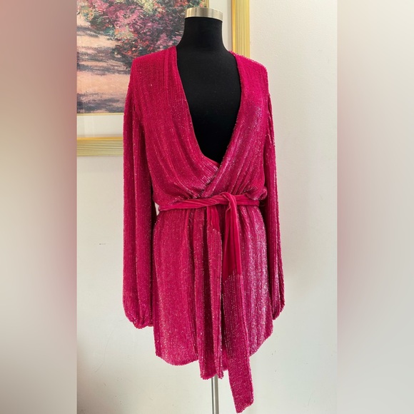 🎀 RETROFÈTE The Gabrielle Robe Dress Pink size Medium 🎀🎀🎀 - Picture 9 of 9